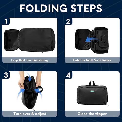 Haimont Foldable Duffel Bag Backpack with Shoe Compartment Water Resistant Large Travel Duffle Bag for Men Women to Hiking Camping Gym Sports, 50L, Upgrade, Black - color: Black