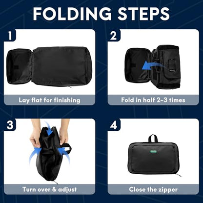 Haimont Foldable Duffel Bag Backpack with Shoe Compartment Water Resistant Large Travel Duffle Bag for Men Women to Hiking Camping Gym Sports, 50L, Upgrade, Black - color: Black