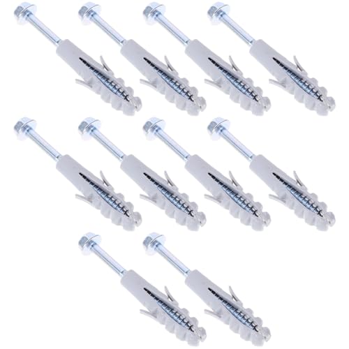 10 Sets Heavy Duty Tv Mount Expansion Anchors and Screws Kit for Tv Wall Mount Installation and Range Hood Installation Carbon Steel Sturdy Fasteners with Easy