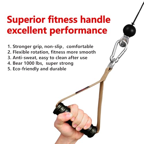 Heavy Duty Gym Workout Handles Attachment for Cable Machine,Resistance Band,Pulley System Home Exercise Equipment, Comfortable and Stronger Grip - color: Knight Khaki