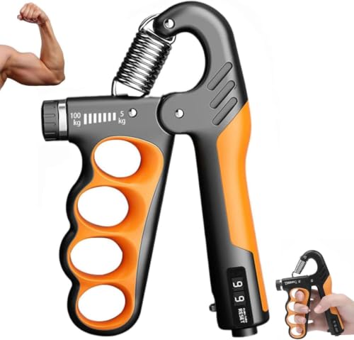 Adjustable Grip Strength Trainer Hand Gripper for Grip Strength, Forearm & Wrist Strengthener, Hand Exerciser for Strength Training & Therapy 11-220Lbs(5-100KG) - color: Orange