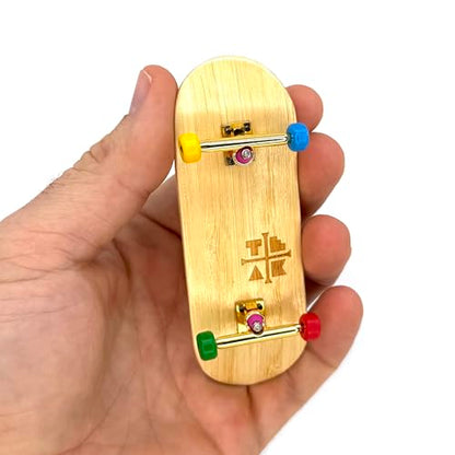 Teak Tuning 34mm Pro Fingerboard Complete - Fully Assembled with Pro Level Components - Pro Shaped Wooden Deck (34x97mm), UltraSpin Bearing Wheels, Prodigy Gen2 Trucks - Firework - style: Modern