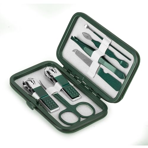 Manicure Set Personal Care Nail Clipper Kit Professional Manicure Pedicure Set Mens Accessories Personal Care Nail Grooming Present for Men Husband Boyfriend Parent, Dark Green - color: Dark Green