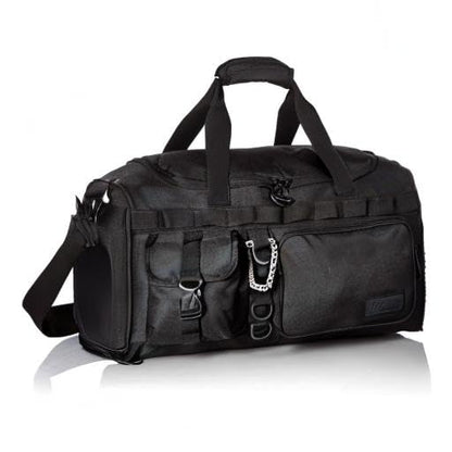 Fitdom 20" 32L Tactical Black Gym Duffle Bag with Shoe Compartment. Best Workout Bag For Men & Women. Black Gym Bag is Great For Basketball, Soccer & Other Sports As Well As Weekender & Overnight Bag
