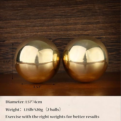 Copper Baoding Balls Set, 1.57 Inches Chinese Health Balls, Metal Stress Relief Hand Massage Balls No Chime for Hand Exercise, Hands Therapy - size: 1.5"
