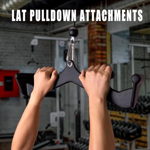 BLUSLM Lat Pull Down Bar T bar Row Attachment, V Bar Tricep Lat Pulldown Attachments, Back Strength Training Bar for Home Gym Exercise Cable Machine Attachments - color: Black 13