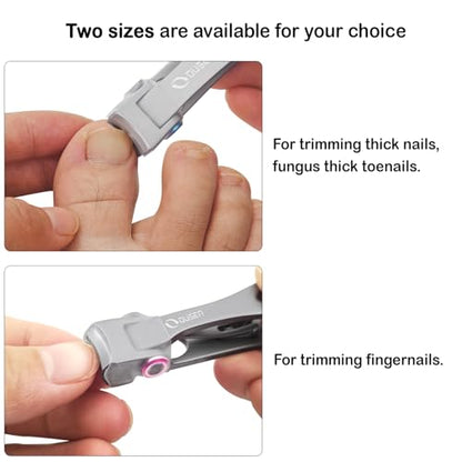 Nail Clippers with Catcher - Anti Splash Wide Jaw Opening Thick Toenail Clippers for Seniors | Self-Collecting Fingernail Cutter Heavy Duty Toe Nail Clippers for Men&Women | Silver | L&S - color: Silver (L + S)