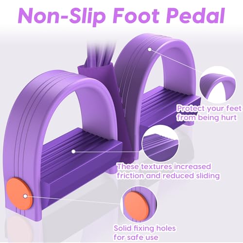 Resistance Bands with Handles, 6-Tube Elastic Pedal Resistance Band for Working Out, Durable Natural Rubber Exercise Bands, Multifunction Exercise Equipment for Abdomen, Waist, Arm, Leg Stretching - color: Full purple