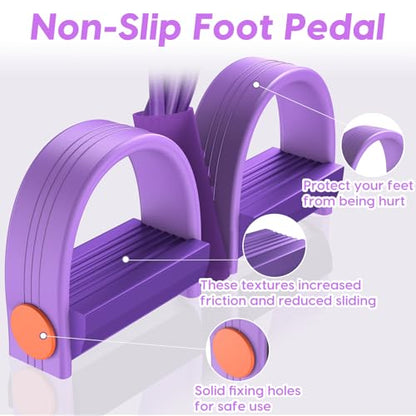 Resistance Bands with Handles, 6-Tube Elastic Pedal Resistance Band for Working Out, Durable Natural Rubber Exercise Bands, Multifunction Exercise Equipment for Abdomen, Waist, Arm, Leg Stretching - color: Full purple