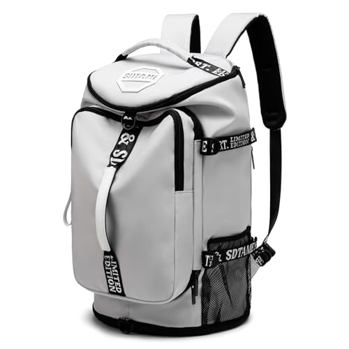 SDTAME Gym Duffel Backpack with Shoe Pocket & Laptop Sleeve - color: Grey
