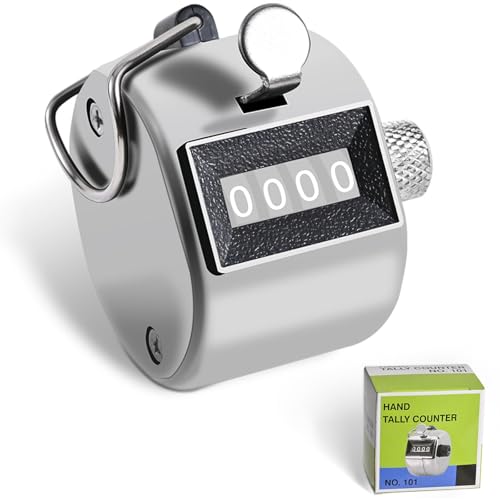 Metal Tally Counter Clicker Counter Handheld Pitch Counter, Manual Mechanical 4-Digit Number Click Counter, One Hand Counter Clicker Digital Counting for Coaching Knitting People Lap Fishing Golf&Row - color: 1PC