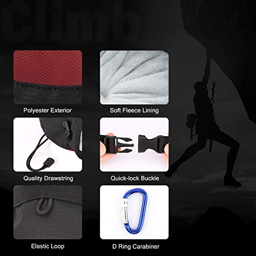 Moko Rock Climbing Chalk Bag, Bouldering Chalk Pot Bucket with Adjustable Belt & Carabiner Drawstring Climbing Gear - color: Red & Black, style: Cylinder