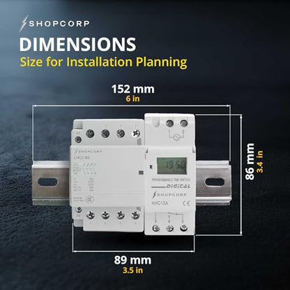 4 Pole Contactor 120v Coil Normally Open (NO) 110/120VAC Coil, Motor Load 40a and Lighting Load 60A, AC Contactor - Bundle with Programmable Timer Relay and DIN Rail 35 x 150 mm - style: 4 Poles Contactor + Timer