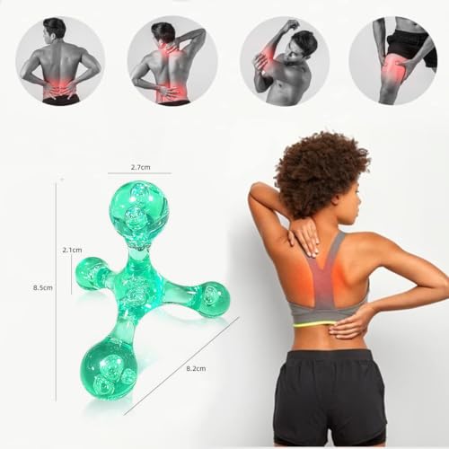 Manual Trigger Point Massage Tool, 2 Pcs 4 Knob Massager Deep Tissue Manual Massager Pressure Point Palm Massage Tool Handheld Back Massagers for Muscle Pain Stress Relief (Green) - color: Green