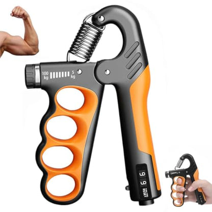 Adjustable Grip Strength Trainer Hand Gripper for Grip Strength, Forearm & Wrist Strengthener, Hand Exerciser for Strength Training & Therapy 11-220Lbs(5-100KG) | Orange