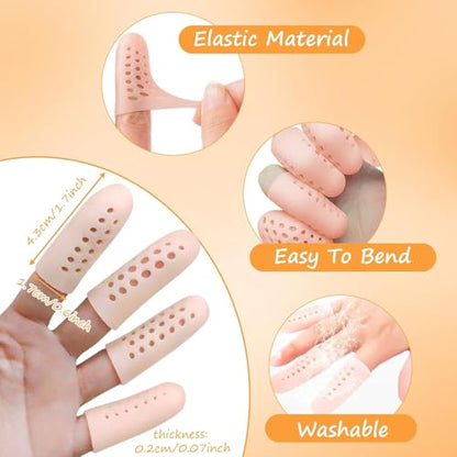 30 Pcs Gel Finger Cots with Air Holes, Silicone Finger Protectors, Finger Sleeves, Wound & Finger Crack Protection Gloves