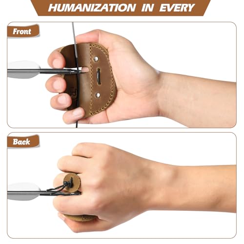 Ringsun Leather Archery Finger Tabs,Handmade Archery Finger Guard for Shooting Practice Gear, Recurve Bow Fingers Tab - color: Brown