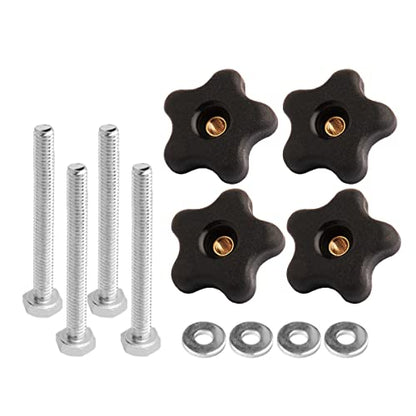 POWERTEC 71070 T Track Knob Kit w/ 5 Star Knob, 1/4-20 Threaded Bolts and Washers, 12 Piece Set, T Track Bolts, T Track Accessories for Woodworking Jigs and Fixtures - size: 1/4-20 threaded, 12 Piece Set, style: Knob Kits