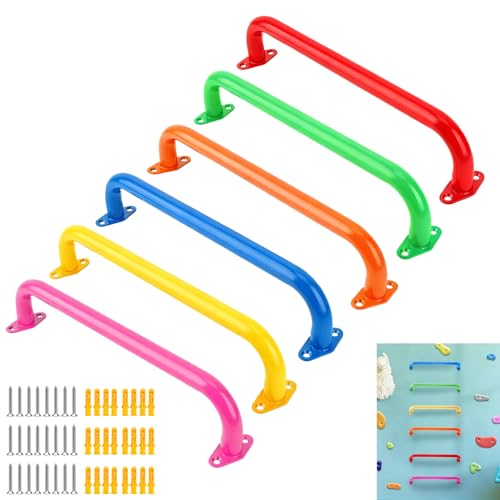 BiJun 17 Inch Monkey Bars Heavy Duty Playground Handles,6 Colors 6 Pack | Indoor Outdoor Ceiling Grab Bars,Anti-Rust Steel,300LBS Capacity,for Backyard Climbing Frame Treehouse Wall Ladder - color: 6 Colors-6pc