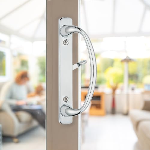 Rockwell Security Charlotte Patio Sliding Door Handle Set Polished Chrome Fits 3-15/16 Inch CTC Screw Holes for Residential Use - color: Polished Chrome