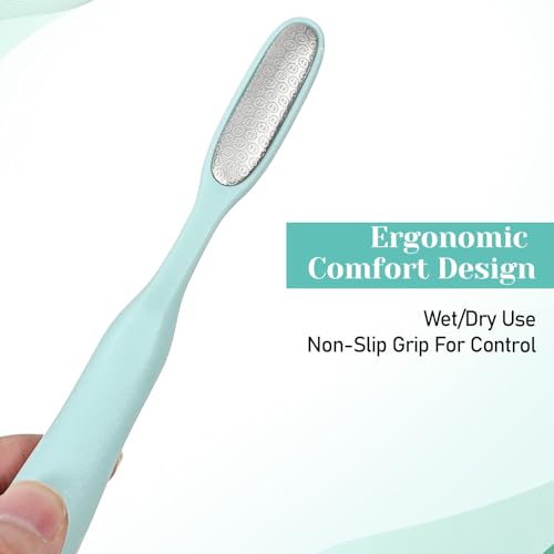 2Pcs Mini Foot File Precision Callus Remover Foot Files Callus Remover Bunion Scrubber Smooth Feet Heel Scraper for Toe Gaps Hard Skin Pedicures Hands in Shower Cracked Feet - color: Light Blue