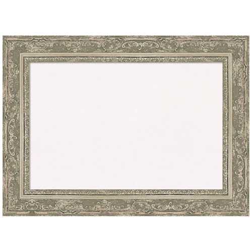Amanti Art White Cork Board for Wall, 16x22 Vision Board with Silver Frame, Small Corkboard Office Decor for Home Organization, Traditional Corkboard Pinboard to Display Items for Home Organization - color: Filigree Silver, size: 22" x 16"