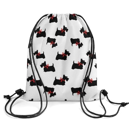 Water Resistant Drawstring Backpack Gym String Bag with Compartment for Yoga Swimming Beach Sports Unisex, Scottie Dog Funny Pattern Bags - color: Picture (35)