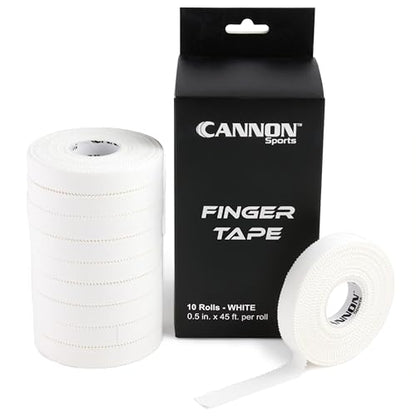 Cannon Sports 10 Pack Athletic Finger Tape - 0.5 Inch x 45 Feet Each Roll - Extra Strong Adhesive for Rock Climbing, Jiu-Jitsu, Wrestling, Martial Arts, Weight Training, Volleyball (White, 10 Pack) - color: White