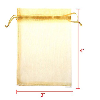Boshen 100/200PCS Organza Gift Candy Sheer Bags Mesh Jewelry Pouches Drawstring Bulk for Wedding Party Favors Christmas (3" X 4"(100PCS), Gold) - color: Gold-3" X 4"(100PCS)