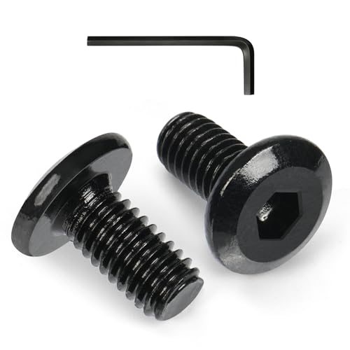 VGBUY M6-1 x 12 mm 80pcs Flat Head Hex Socket Cap Screws Metric M6 Bolts, 304 Stainless Steel 18-8, Black Zinc Plated, Full Thread, with Hex Spanner - size: M6 x 12mm(80pcs)