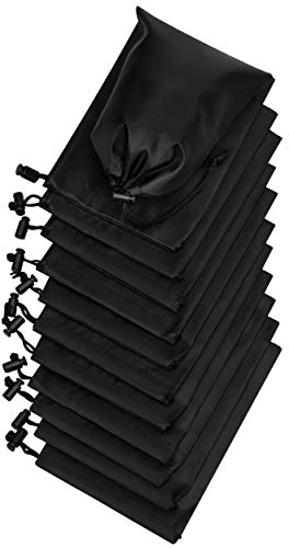 PALTERWEAR Drawstring Pouch (5 x 7-12 Pack - Black) Small Nylon Cinch Bag with Toggle for Travel, Gym and Storage - color: Black, size: 5 x 7 - 12 pack