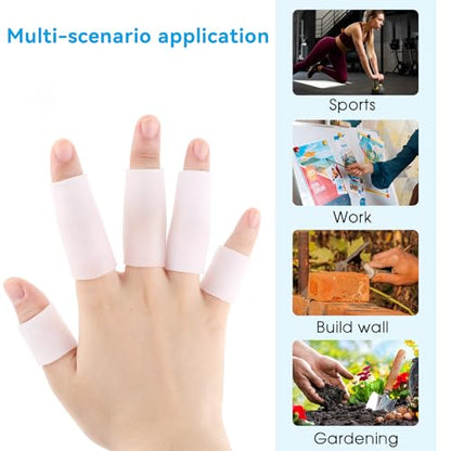 20 Pcs Finger Sleeves Protectors Silicone Finger Sleeve Gel Finger Sleeve Protectors Finger Covers Cushions and Protects Rubber Finger Shields Provide Relief forCracked Finger - color: White