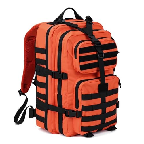 REEBOW GEAR Military Tactical Backpack for Men Large Army 3 Day Assault Pack Molle Hiking Daypack Bag (Orange-black) - color: Orange-black