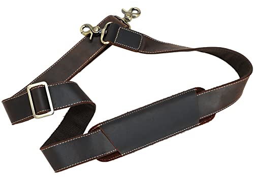 Full Grain Leather Shoulder Strap - Replacement Bag Straps for Laptop Briefcase, Messenger, Duffel, Crossbody, Travel Bags - color: Brown