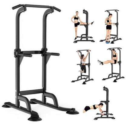 Garvee Freestanding Power Tower Pull Up & Dip Station for Home Gym, Adjustable Pull Up Bar 300 Lbs Capacity, Multi-Function Chin Up Bar Machine