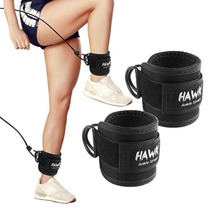 Hawk Sports Weightlifting Hooks with Wrist Straps & Ankle Strap Pair for Safely Weightlifting - Strengthen Your Grip and Lift Heavier Weights at Full Power