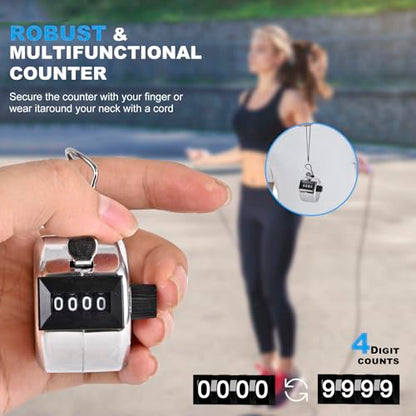 TESEAS Clicker Counter Handheld Tally Counter 4-Digit Number Counter, 2 Pack Hand Mechanical Counters Clickers Pitch Umpire Click Counter for Coaching, Knitting, People, Lap, Fishing, Golf, - color: 4pack