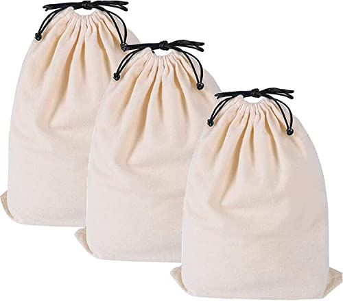 MISSLO Cotton Breathable Dust-proof Drawstring Storage Pouch Bag (Pack 3 M) - size: M