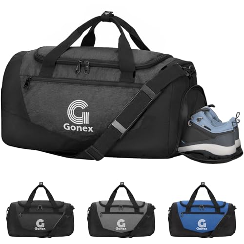 Gonex 30L Gym Duffel Bag with Shoe Compartment | Water-Repellent Polyester, Wet Pocket, Multiple Storage, 3 Carry Options, Gym, Sports & Travel - color: Black, size: Small (18inch / 30L)