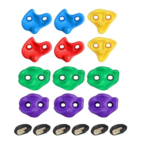 Tree Climbing Holds with Ratchet Straps, 12 Pcs Climbing Rocks for Kids and Adults, Outdoor Backyard Obstacle Course Training Kit