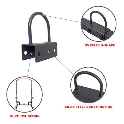 Sunny Health & Fitness Power Cage Squat Rack Attachments for Home Gym | Strength Training, Expanded Workout Variety, Durable Construction, Secure Fit, Quick Installation, Versatile Exercise Support - style: U-Ring