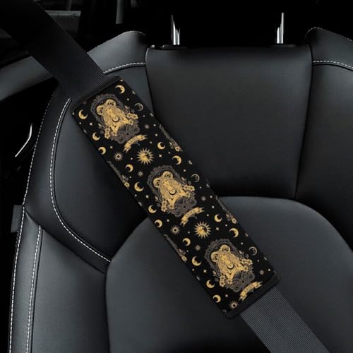 2 Pack Witchy Gothic Tarot Moon Constellation Aries Zodiac Car Seat Straps Shoulder Pads Universal Fit Neck Strap Covers for Adults and Children, All Vehicles, Pressure Relief - color: Pattern 1239