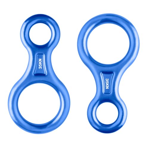 35kN Climbing Rescue Figure 8 Descender Rigging Plate Heavy Duty & Large & High Strength Rappel Device Equipment for Rappelling, Belaying, Tree Climbing, Aerial Silks Rigging - color: Blue - 35 kN - 2 Pack