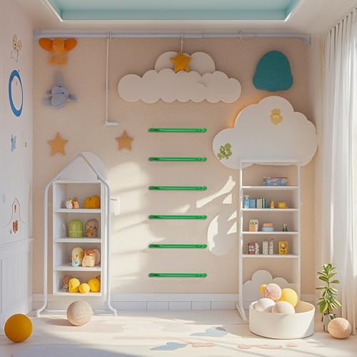 17 Inch Green Playground Handles Indoor Kids Monkey Bar Ladders 6Pcs | Heavy Duty Solid Metal, Vibrant Color Smooth Glossy Powder Coating, Comfy Secure Grips for Playset Swing Set Climbing Frame - color: Green - 6 Pack