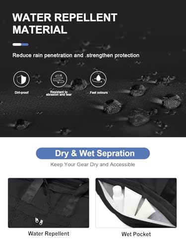 Gym Bag for Women Men with Shoe Compartment, Sport Duffel Bag, Waterproof Travel Weekender Overnight Carry on Bag for Yoga with Trolley Sleeve, Black - color: A-Black