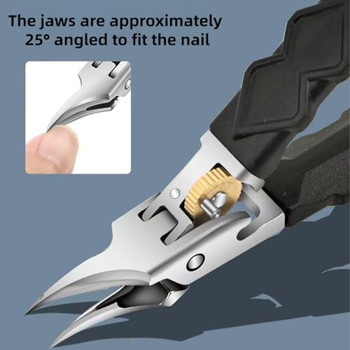 Black Anti-Slip Grip Gear Lock Nail Clipper Set with Ultra-Sharp Tips for Precise Access to Nail GRO,Gear Lock Nail Clipper Set,Eagle Beak Angled Nail Clippers 3-Piece Set (A) - color: A