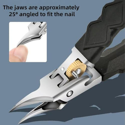 Black Anti-Slip Grip Gear Lock Nail Clipper Set with Ultra-Sharp Tips for Precise Access to Nail GRO,Gear Lock Nail Clipper Set,Eagle Beak Angled Nail Clippers 3-Piece Set (A) - color: A