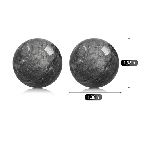 Traditional Chinese Baoding Balls, Marble Health Exercise Stress Relief Balls, Dark Grey, 2-Piece Set (Dark Grey, Small-1.38") - color: Dark Grey, size: Small-1.38"