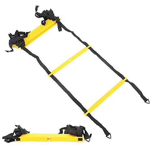 12 Rungs Professional Agility Ladder for Football Soccer Training Speed Drills Adjustable Rung Spacing with Reinforced Belts and Carry Bag Ideal for Athletes Outdoor Indoor