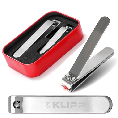 Nail Clipper Set for Men & Women – Stainless Steel Fingernail Clipper & Toe Nail Clippers with Curved & Straight Blades Toe Professional Nail Cutter Kit with Tin Case for Gift & Travel - color: Silver